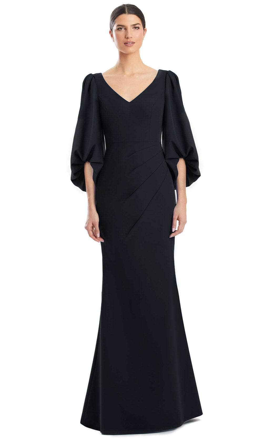 Image of Alexander by Daymor 1974S24 - V-Neck Balloon Sleeve Evening Gown