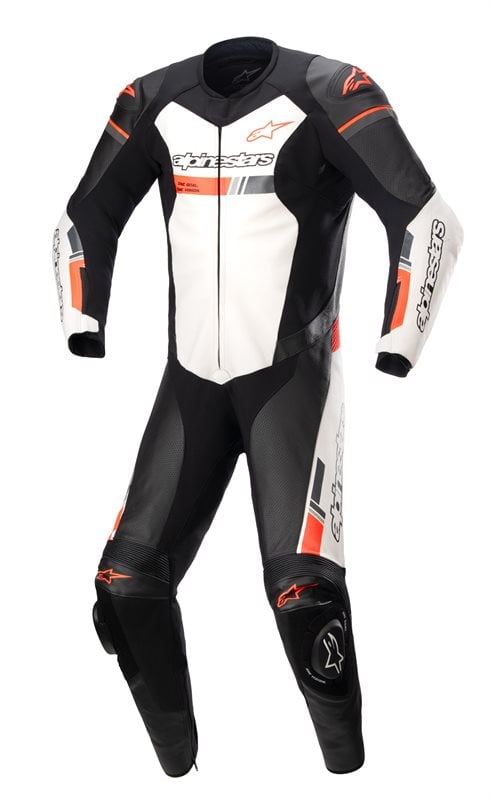 Image of Alpinestars GP Force Chaser Leather Suit 1 PC Black White Red Fluo Size 48 EN