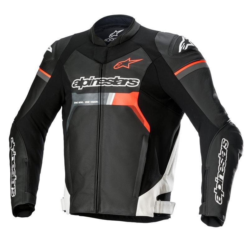 Image of Alpinestars GP Force Leather Jacket Black White Fluo Red Talla 50
