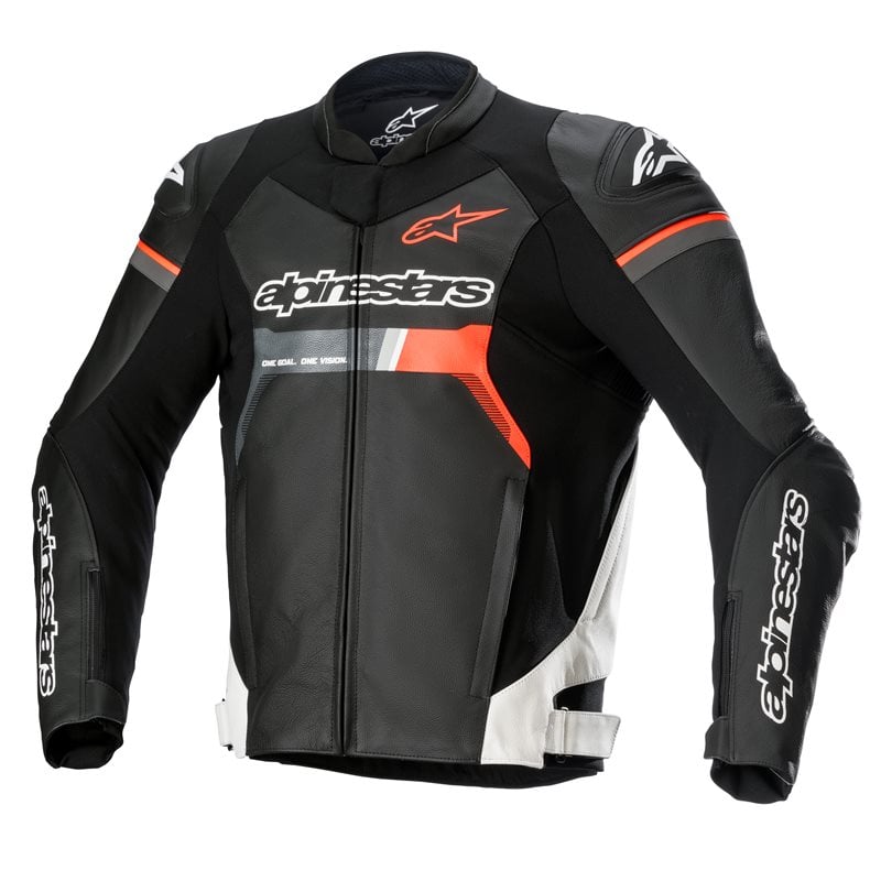 Image of Alpinestars GP Force Leather Schwarz Weiß Rot Fluo Jacke Größe 46