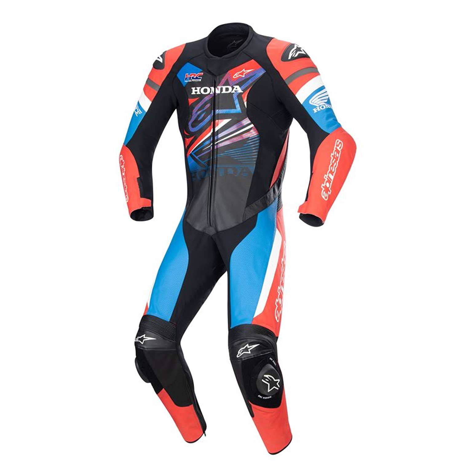 Image of Alpinestars Honda Gp Force Leather Suit Black Bright Red Blue Size 52 ID 8059347160306