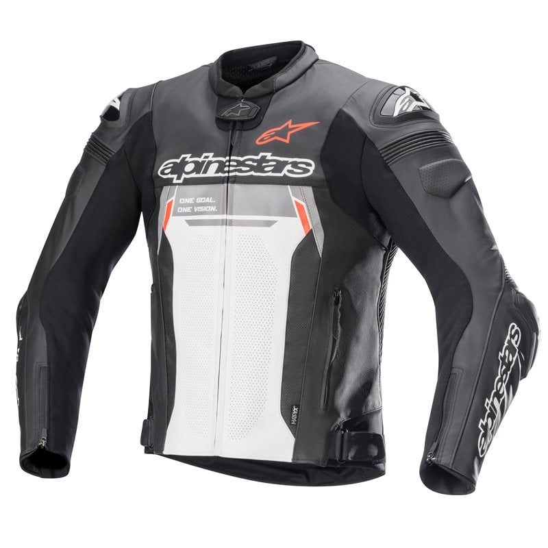 Image of Alpinestars Missile V2 Ignition Leather Jacket Black White Talla 50