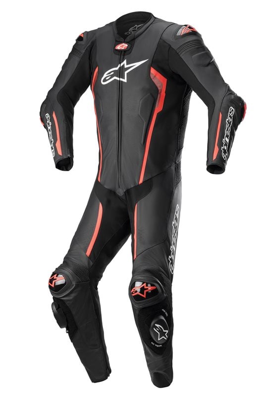 Image of Alpinestars Missile V2 Leather Suit 1 Pc Black Red Fluo Talla 56
