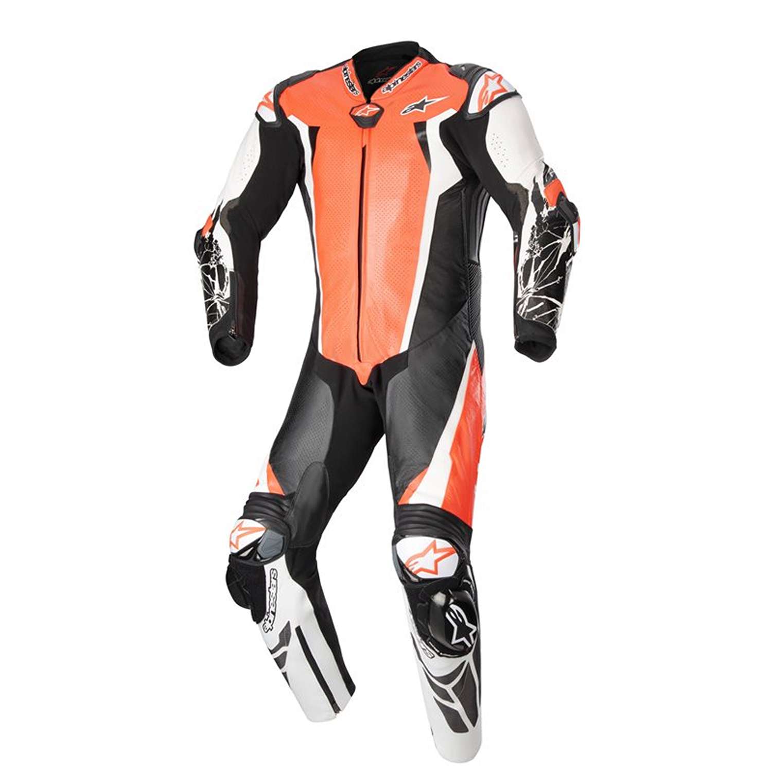 Image of Alpinestars Racing Absolute V2 1 Pc Leather Suit Red Fluo White Black Größe 54