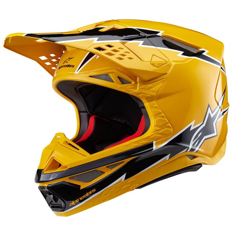 Image of Alpinestars Supertech S-M10 Ampress Helmet Ece 2206 Black Yellow Glossy Größe S