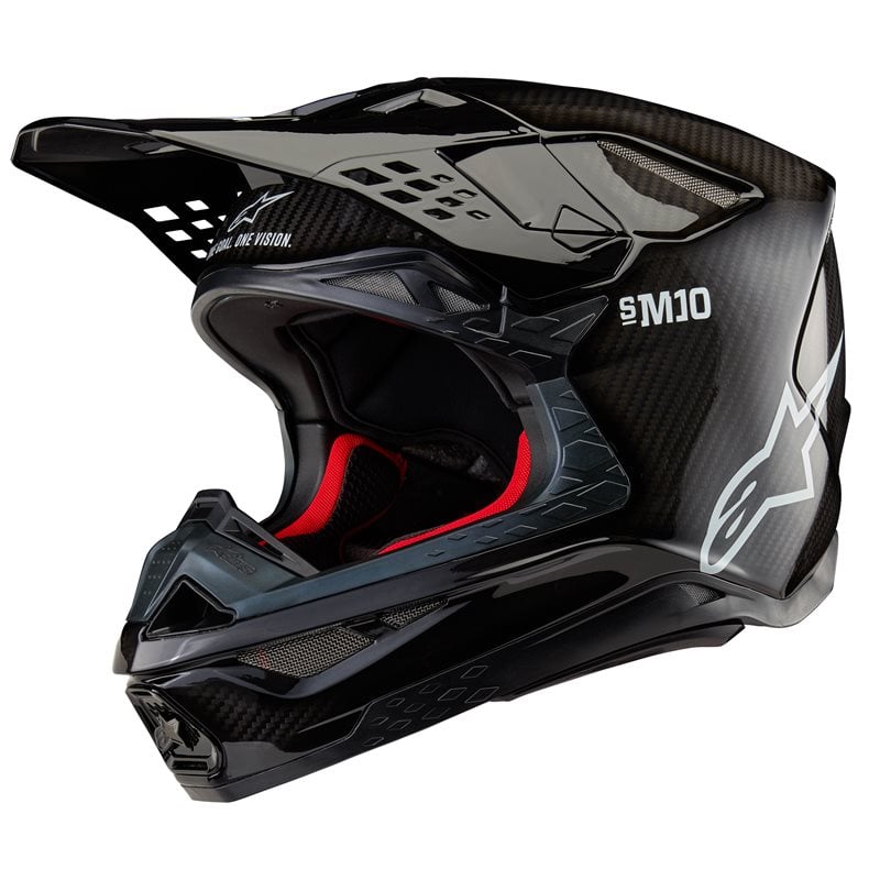 Image of Alpinestars Supertech S-M10 Solid Helmet Ece 2206 Black Glossy Carbon Größe 2XL