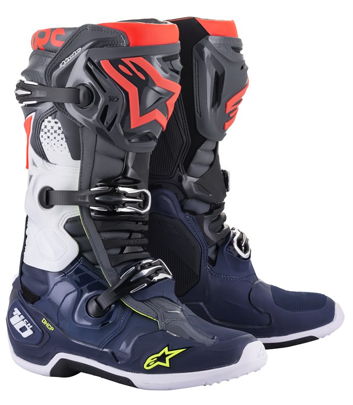 Image of Alpinestars Tech 10 Dark Gray Dark Blue Fluo Red Size US 8 EN