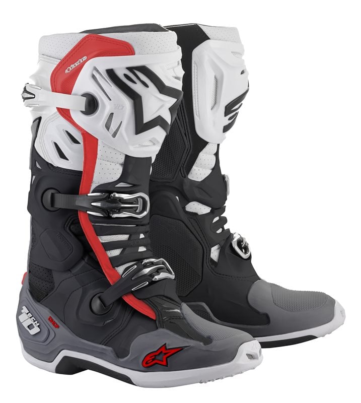 Image of Alpinestars Tech 10 Supervented Black White Mid Gray Red Size US 13 EN