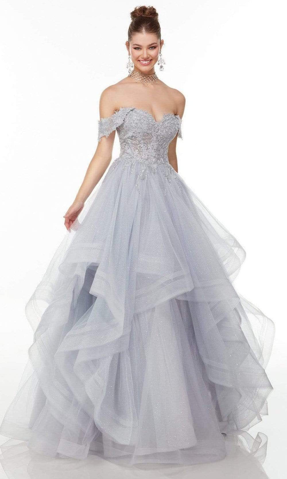 Image of Alyce Paris - 61095 Lace Detailed Off Shoulder Gown
