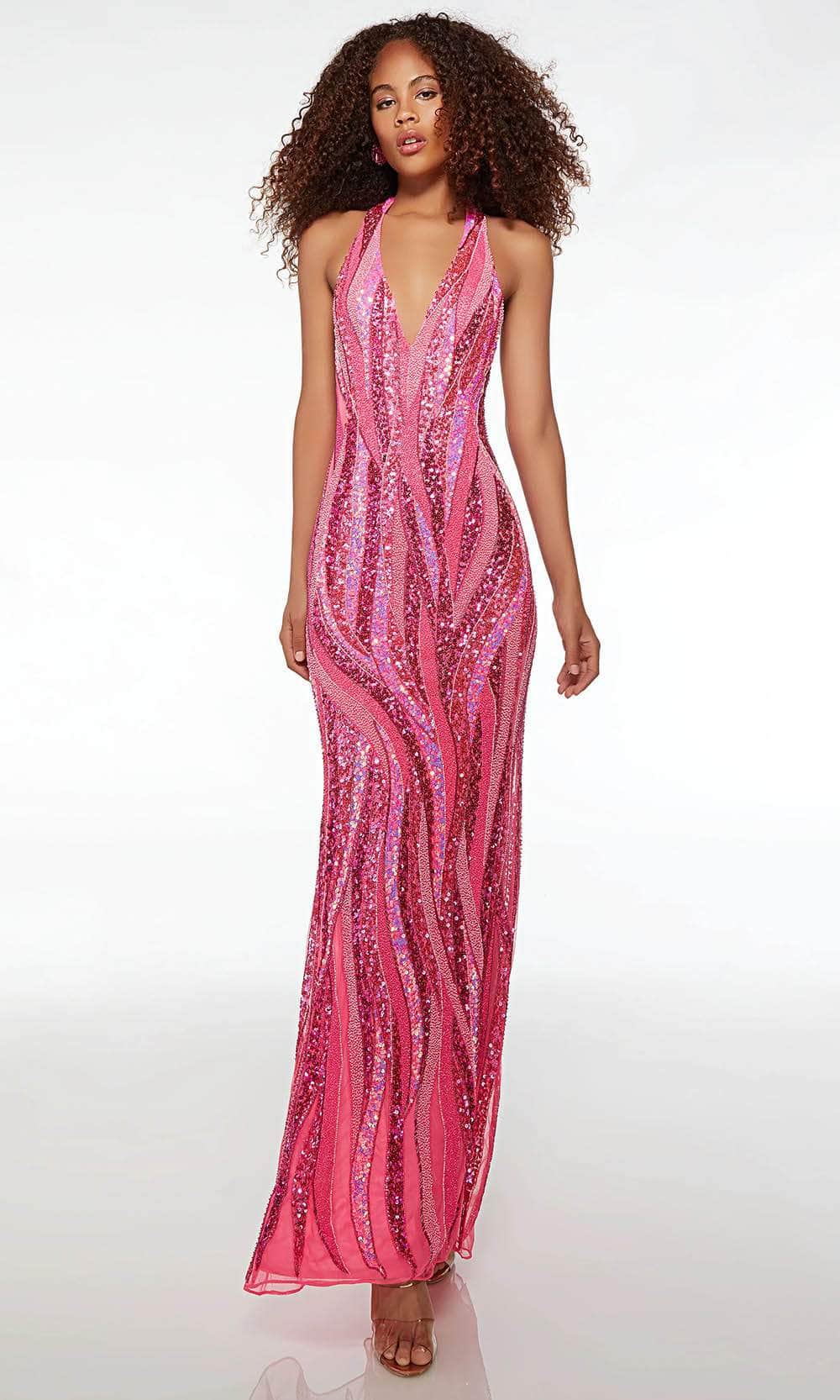 Image of Alyce Paris 61511 - Beaded Plunging Halter Prom Gown