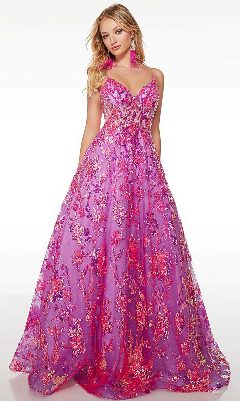 Image of Alyce Paris 61516 - V-Neck Floral Ballgown