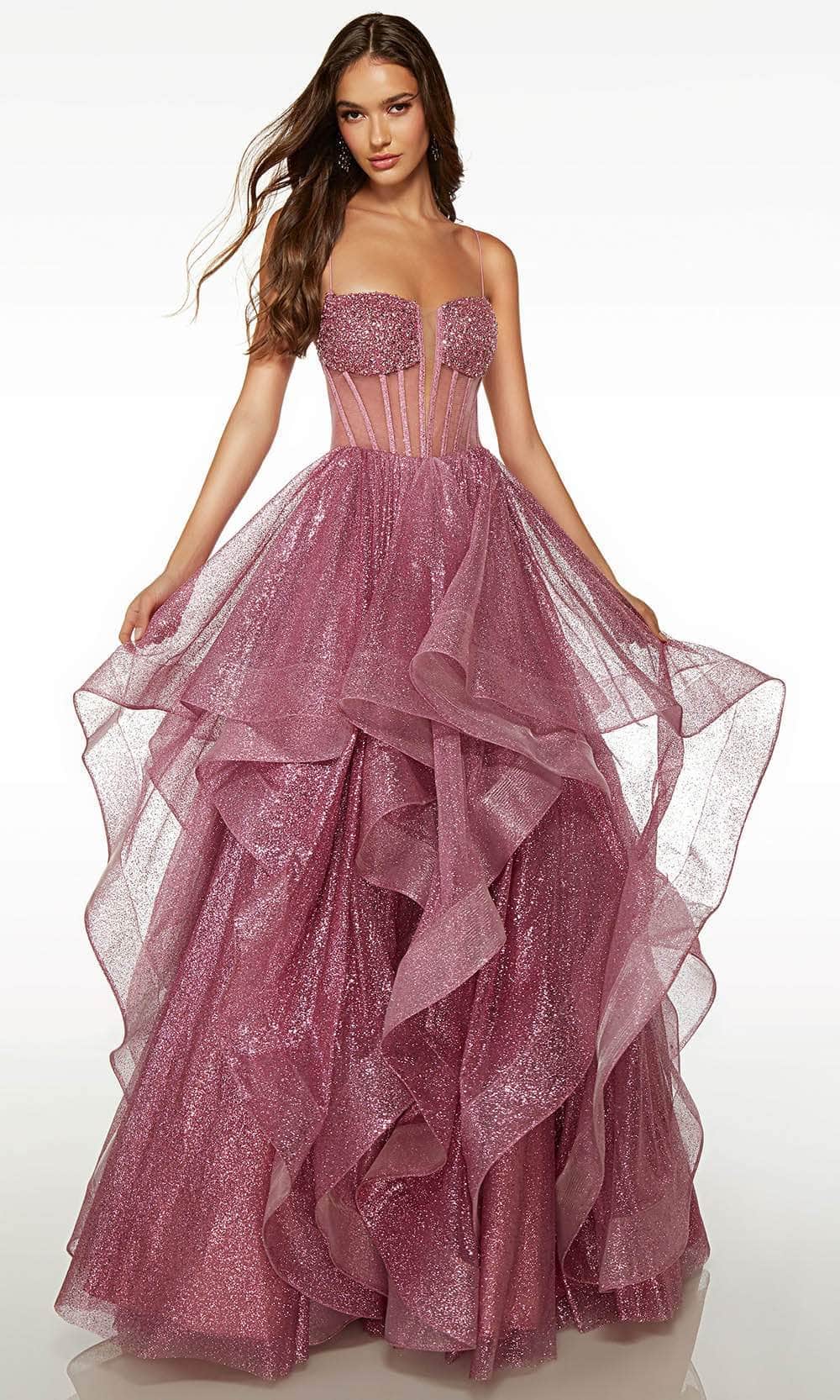 Image of Alyce Paris 61524 - Glittered Illusion Waist Prom Gown