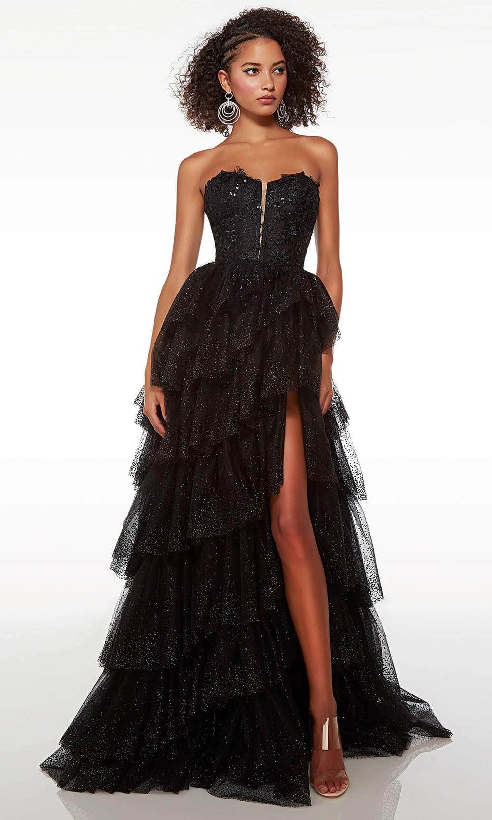 Image of Alyce Paris 61525 - Plunging Sweetheart Tiered Prom Gown