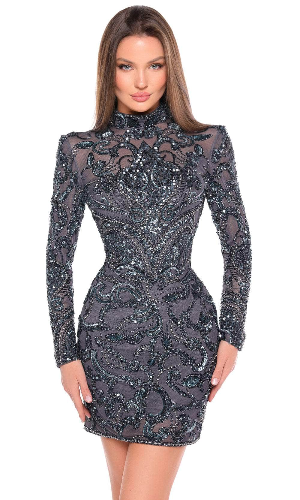 Image of Amarra 88006 - Sequin High Neck Cocktail Dress