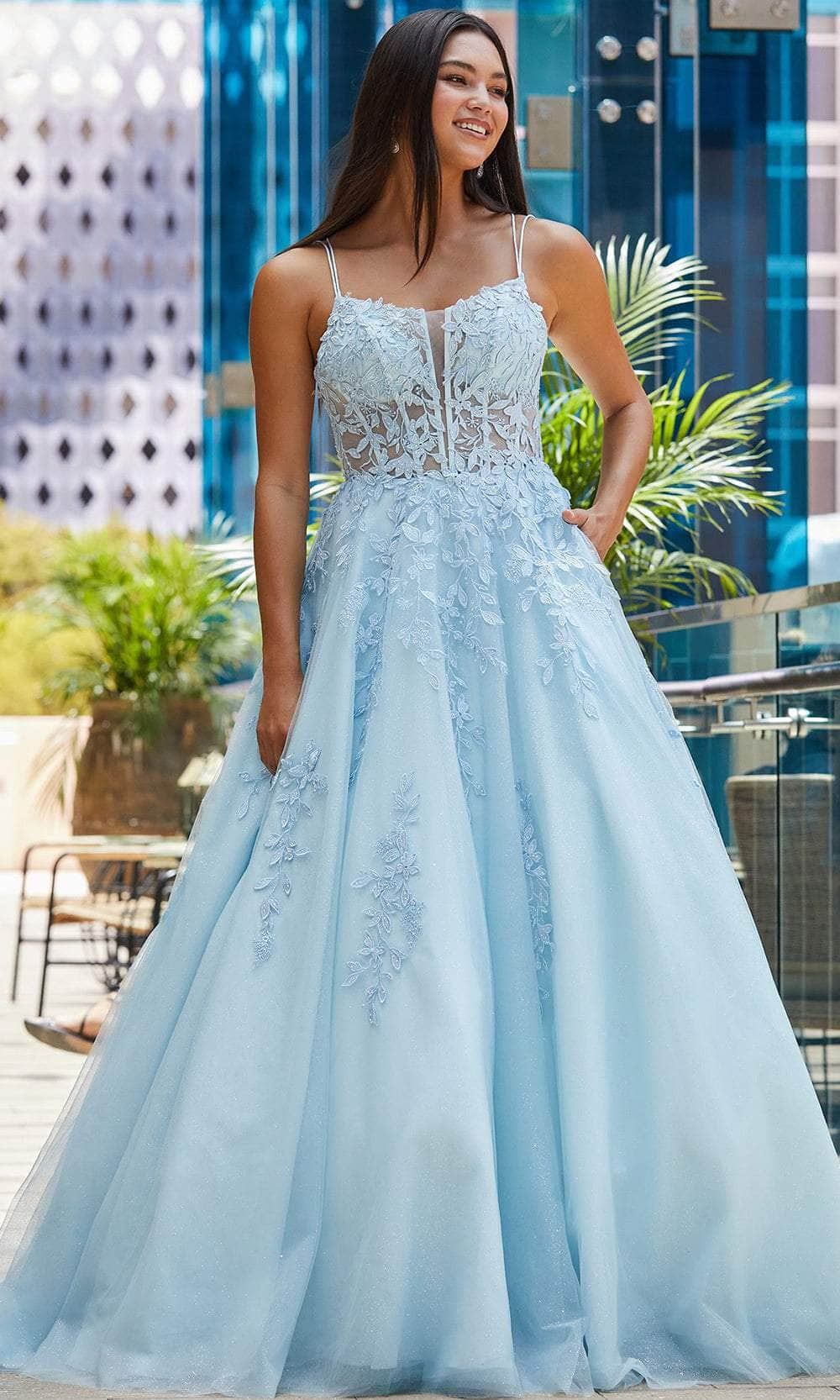 Image of Amarra 88609 - Scoop Neck Appliqued Ballgown