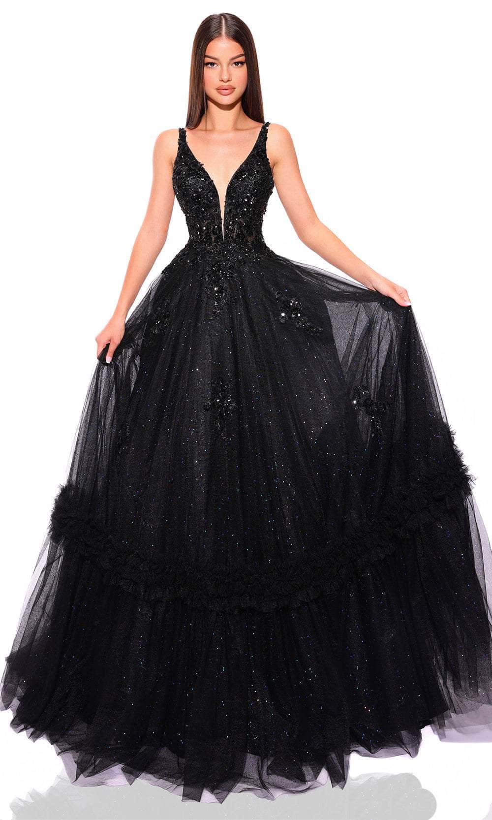 Image of Amarra 88744 - Floral Applique A-Line Prom Dress
