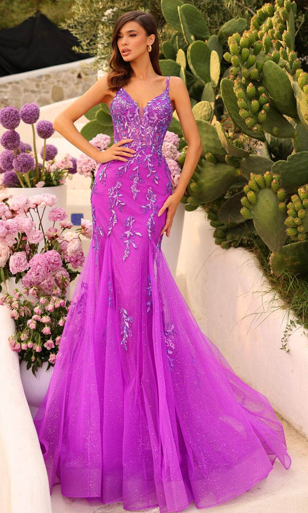 Image of Amarra 88755 - Three-Dimensional Floral Embroideries Trumpet Prom Gown