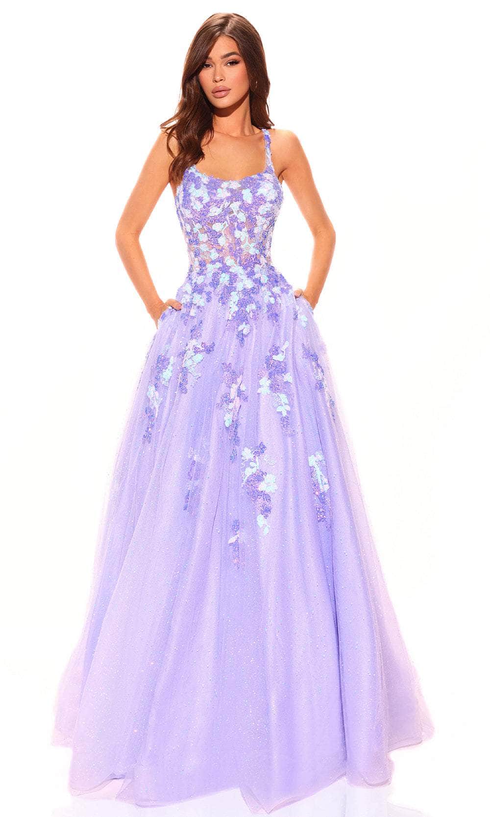 Image of Amarra 88767 - Floral Sequin Prom Dress