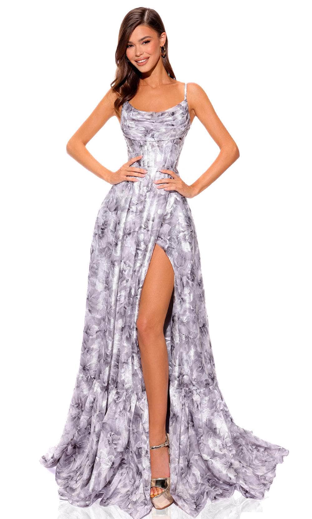Image of Amarra 88848 - Floral Printed Scoop Neck Prom Dress