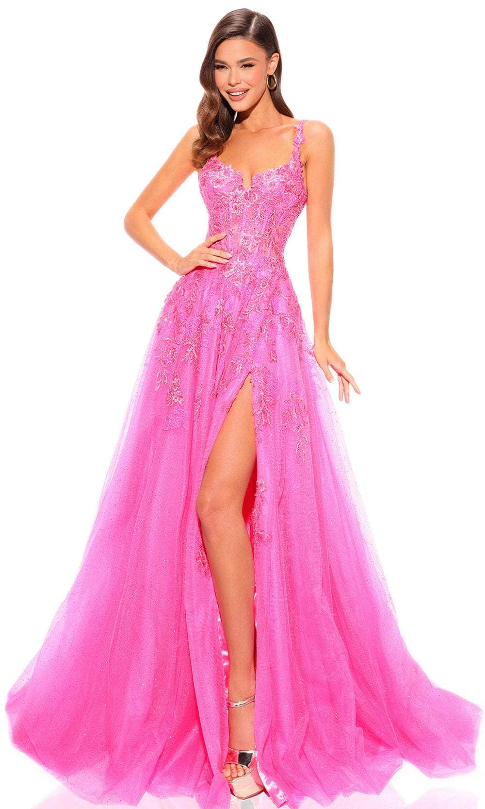 Image of Amarra 88849 - Lace Detailed A-Line Prom Dress