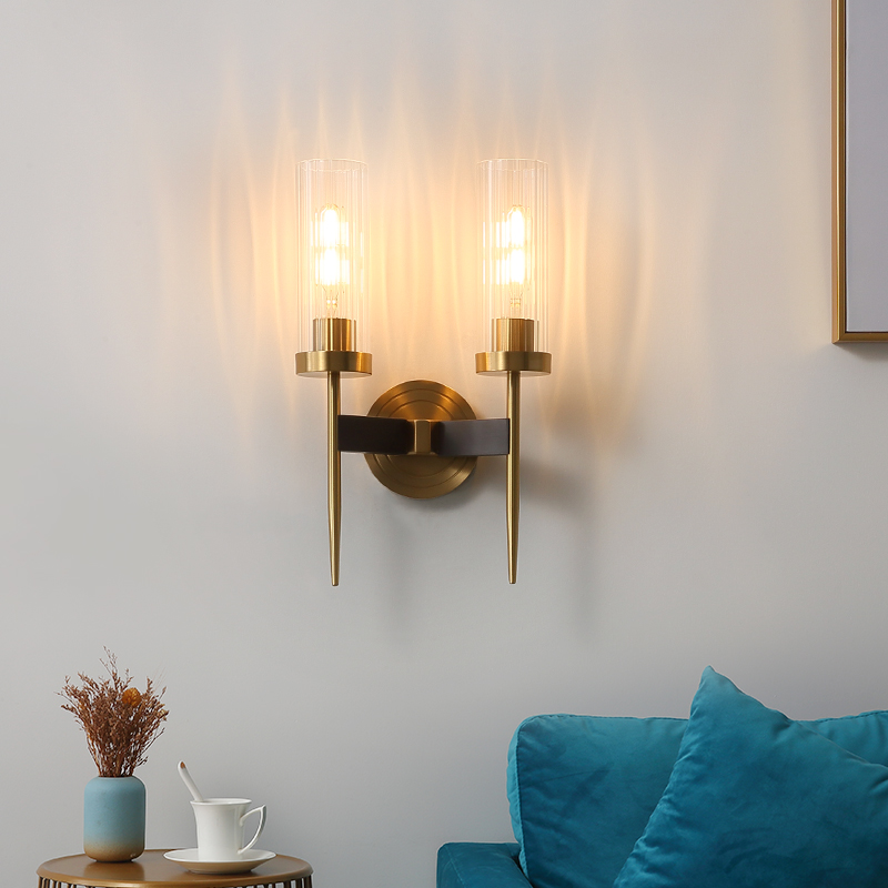 Image of American Copper Wall Lamp Living Room Sconce Bedroom Bedside Lamps Modern led Wall Lights Bathroom Mirror Light Simple Stairs