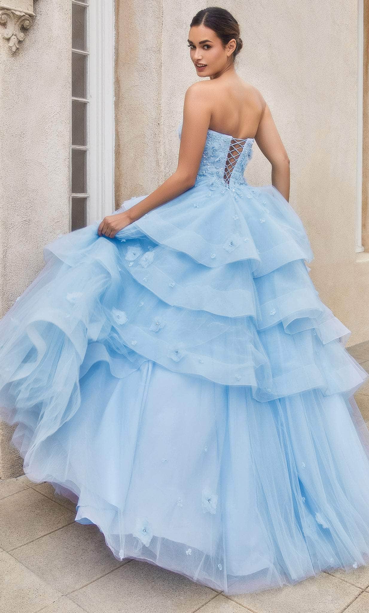 Image of Andrea and Leo A1220 - Strapless Lace-Up Back Ballgown