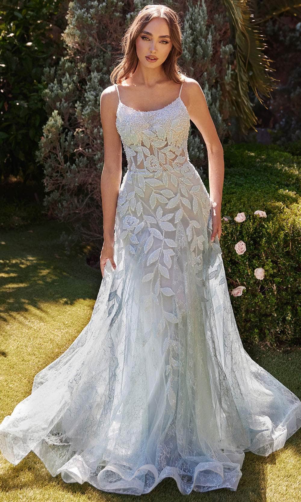 Image of Andrea and Leo A1235 - Leaf Beaded Appliqued Evening Dress