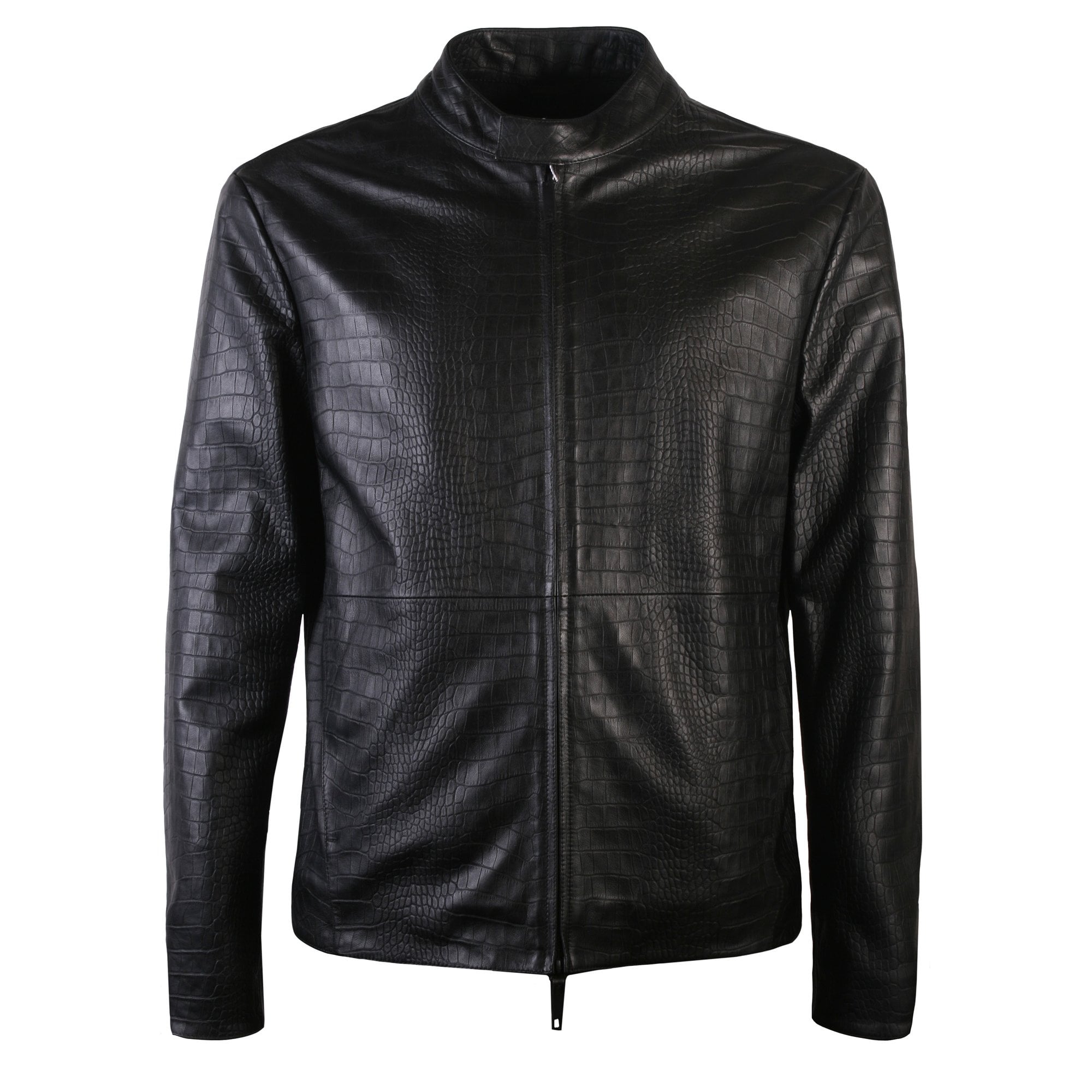 Image of Armani Collezioni Men's Leather Bomber Jacket Black XXL