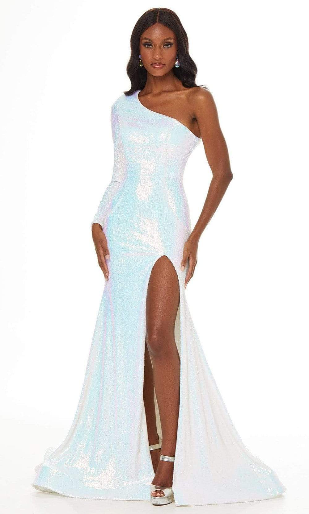 Image of Ashley Lauren - 11026 Long Sleeve Sequined High Slit Gown