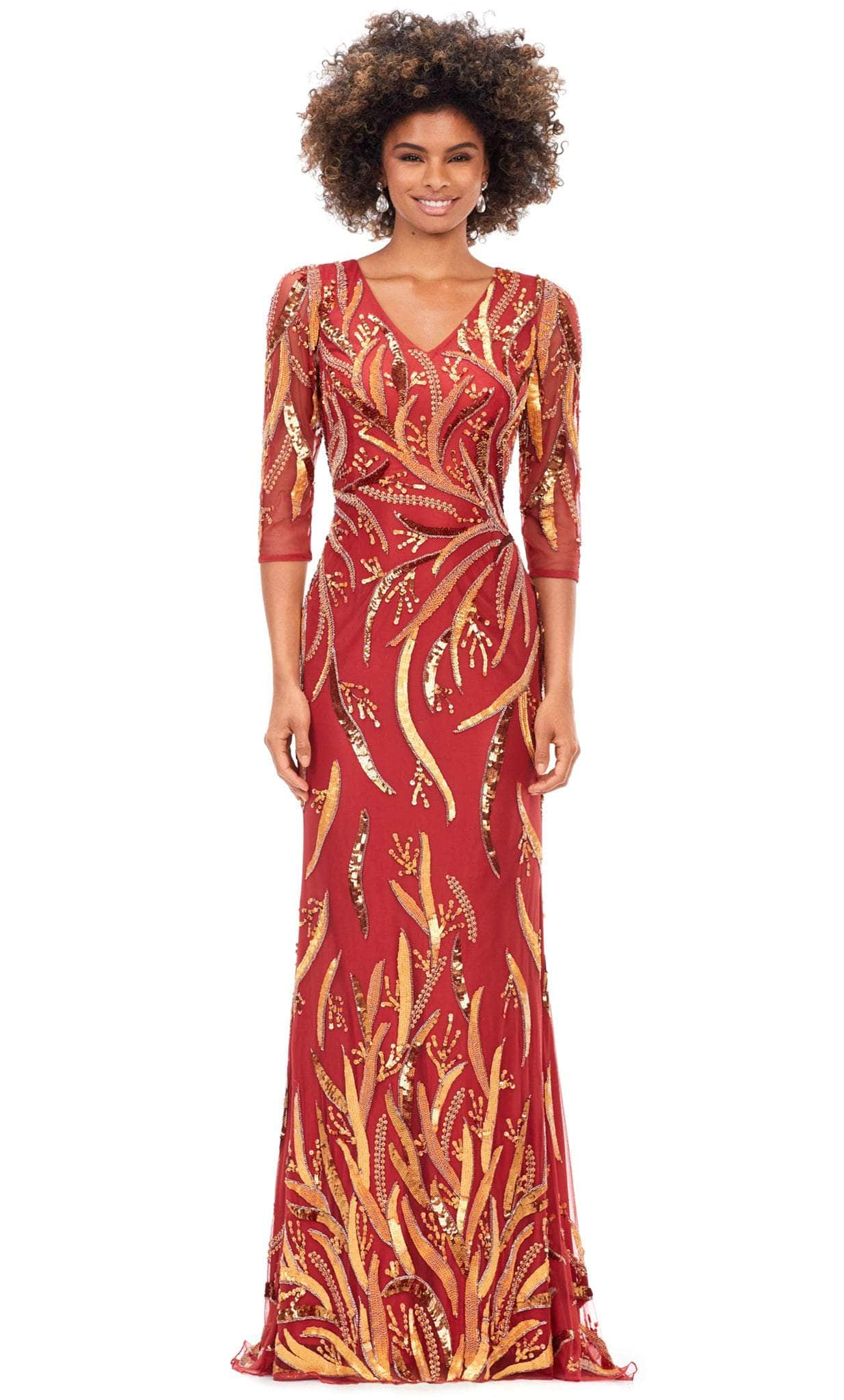 Image of Ashley Lauren 11205 - V-Neck Sequin Evening Gown