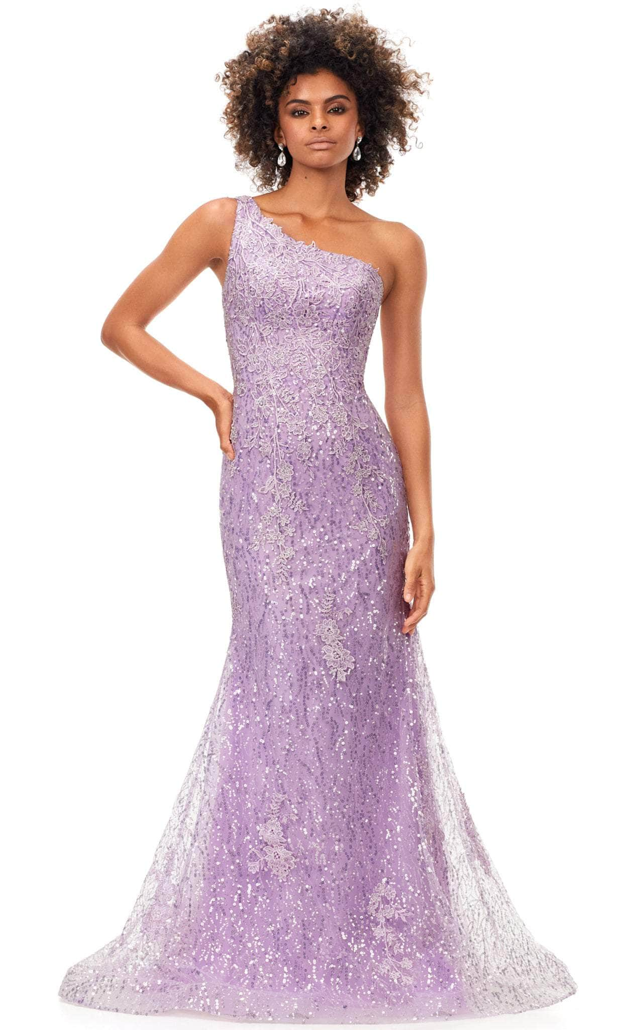 Image of Ashley Lauren 11334 - Soft-Looking One Shoulder Trumpet Gown