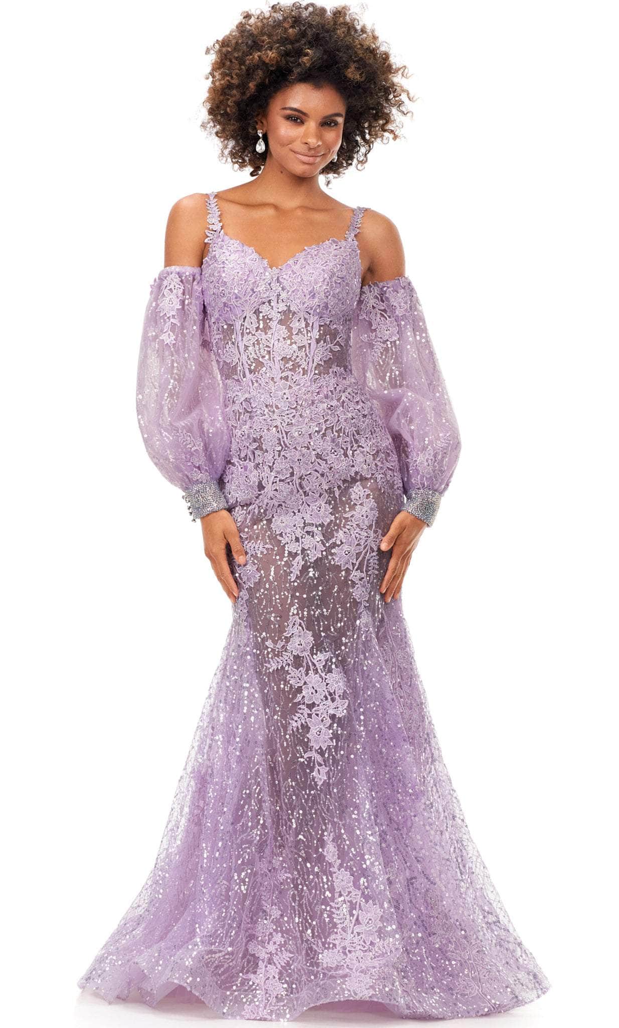 Image of Ashley Lauren 11335 - Embroidered Lace See-Through Gown