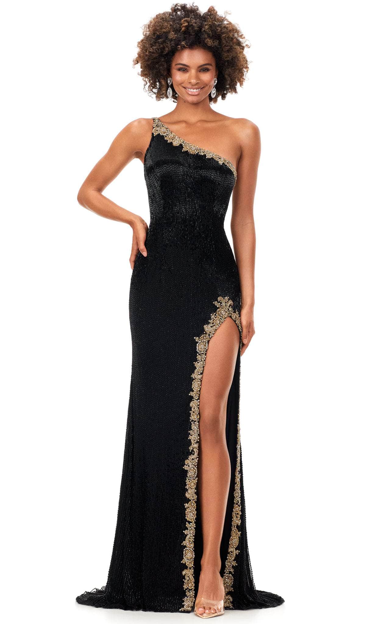 Image of Ashley Lauren 11352 - One Sleeve Beaded Evening Gown