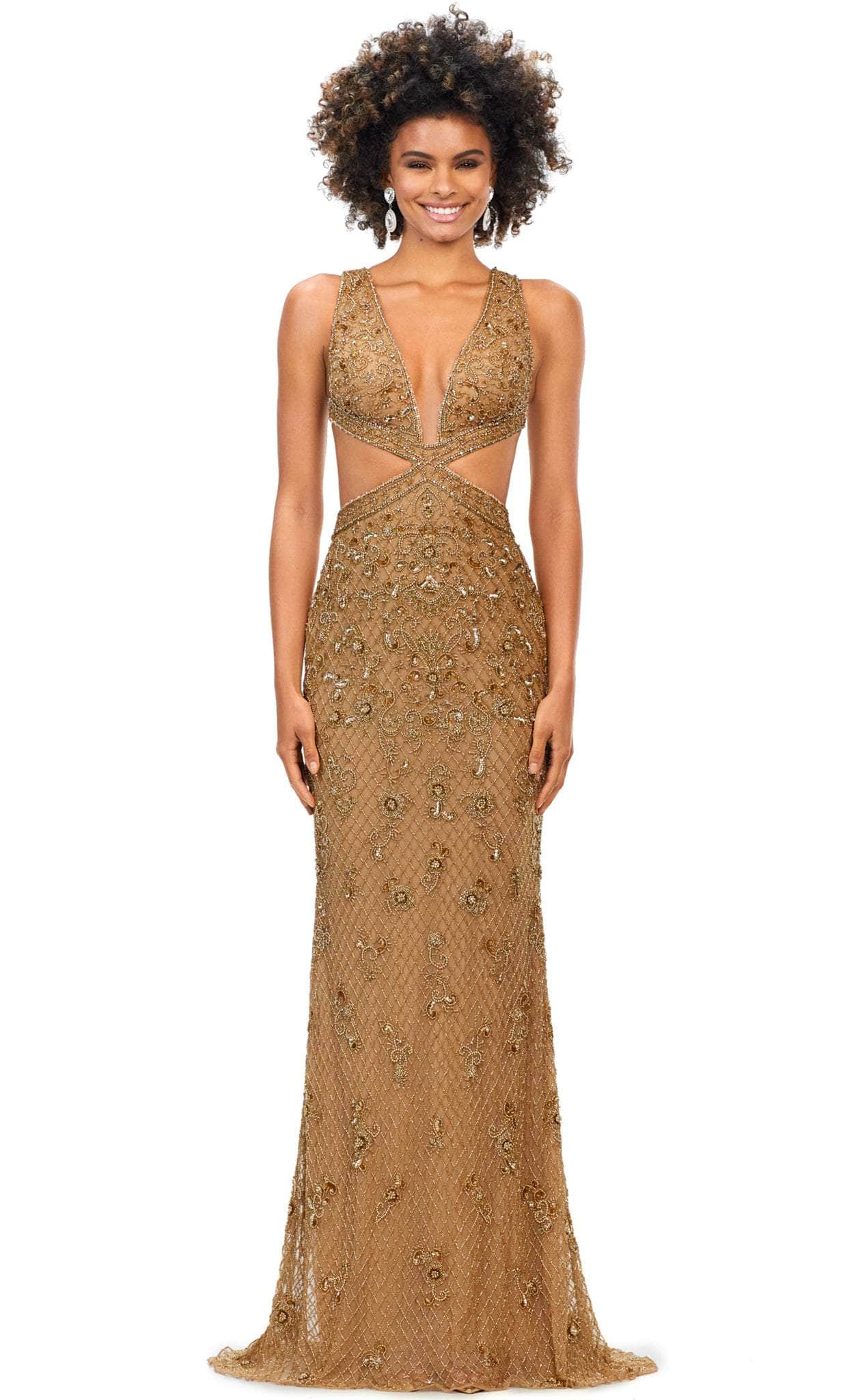 Image of Ashley Lauren 11366 - Sleeveless With Cut-Outs Evening Gown