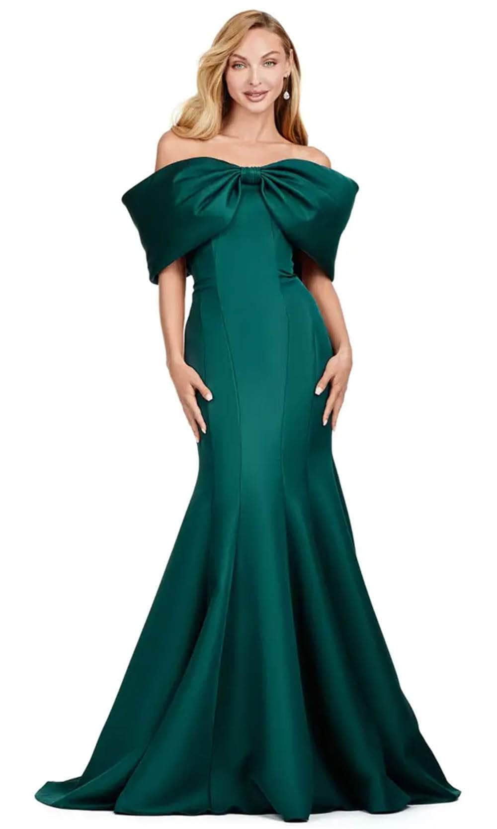 Image of Ashley Lauren 11413 - Bow Accent Satin Mermaid Gown