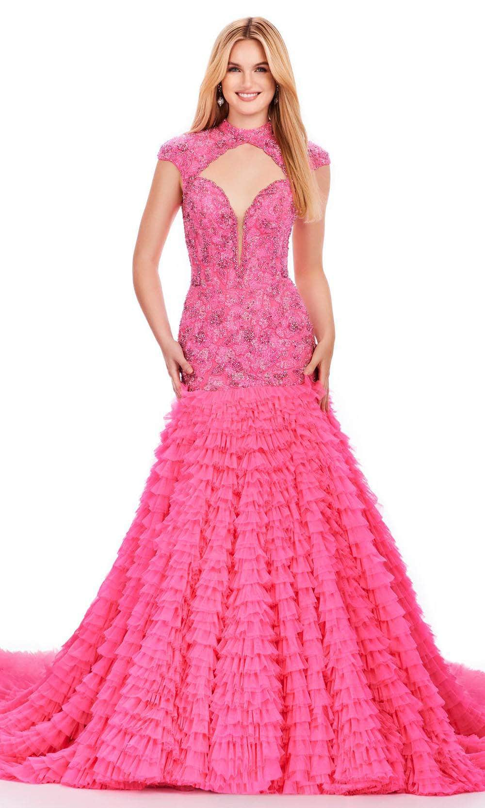 Image of Ashley Lauren 11428 - Beaded Crew Neck Evening Gown