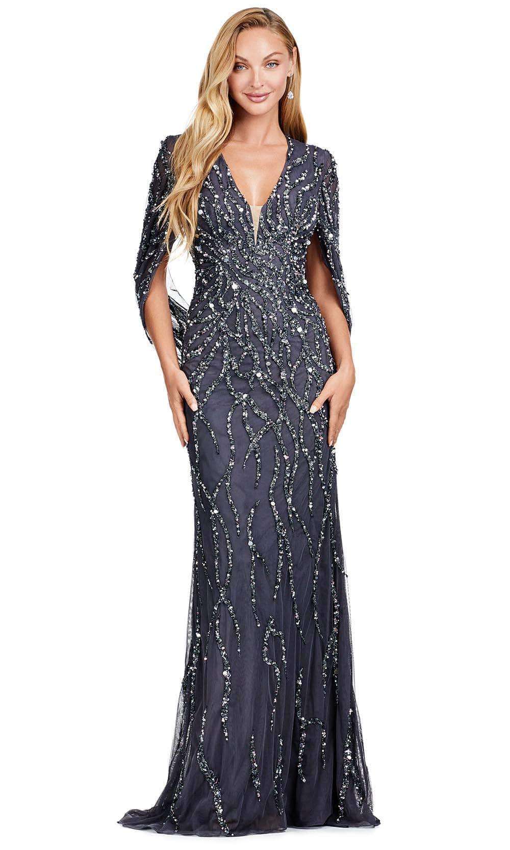 Image of Ashley Lauren 11430 - Cape Sleeve Beaded Evening Gown