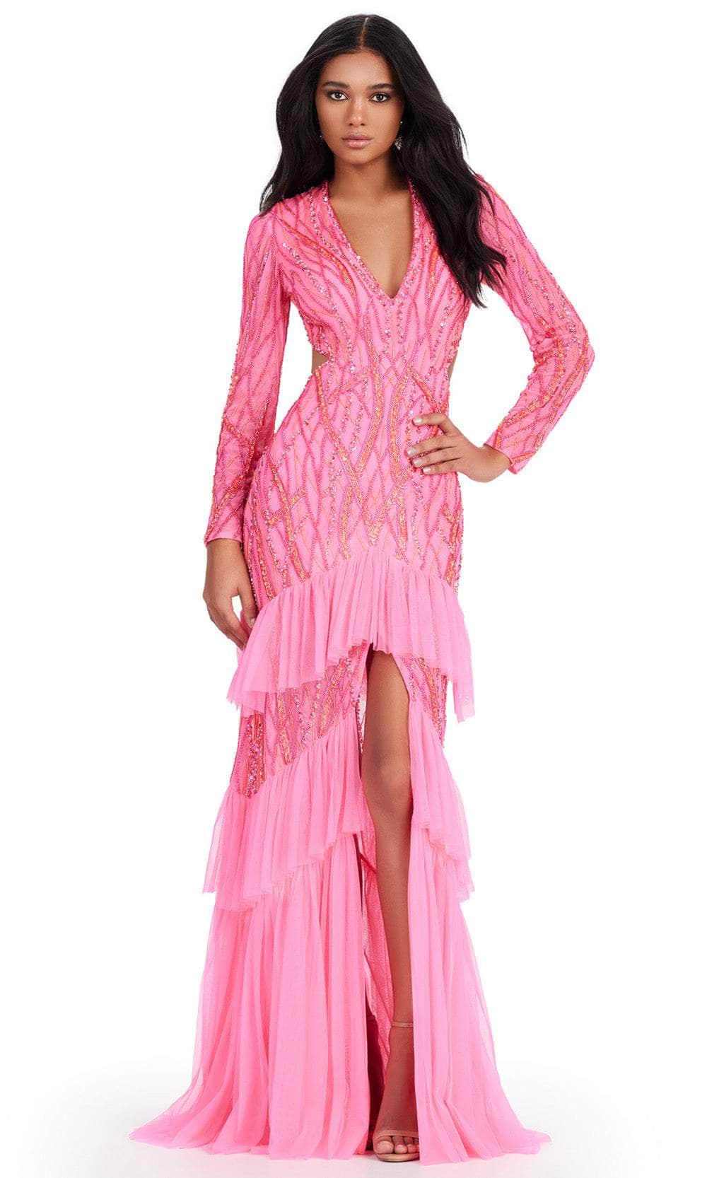 Image of Ashley Lauren 11436 - V-Neck Sequin Embellished Evening Gown