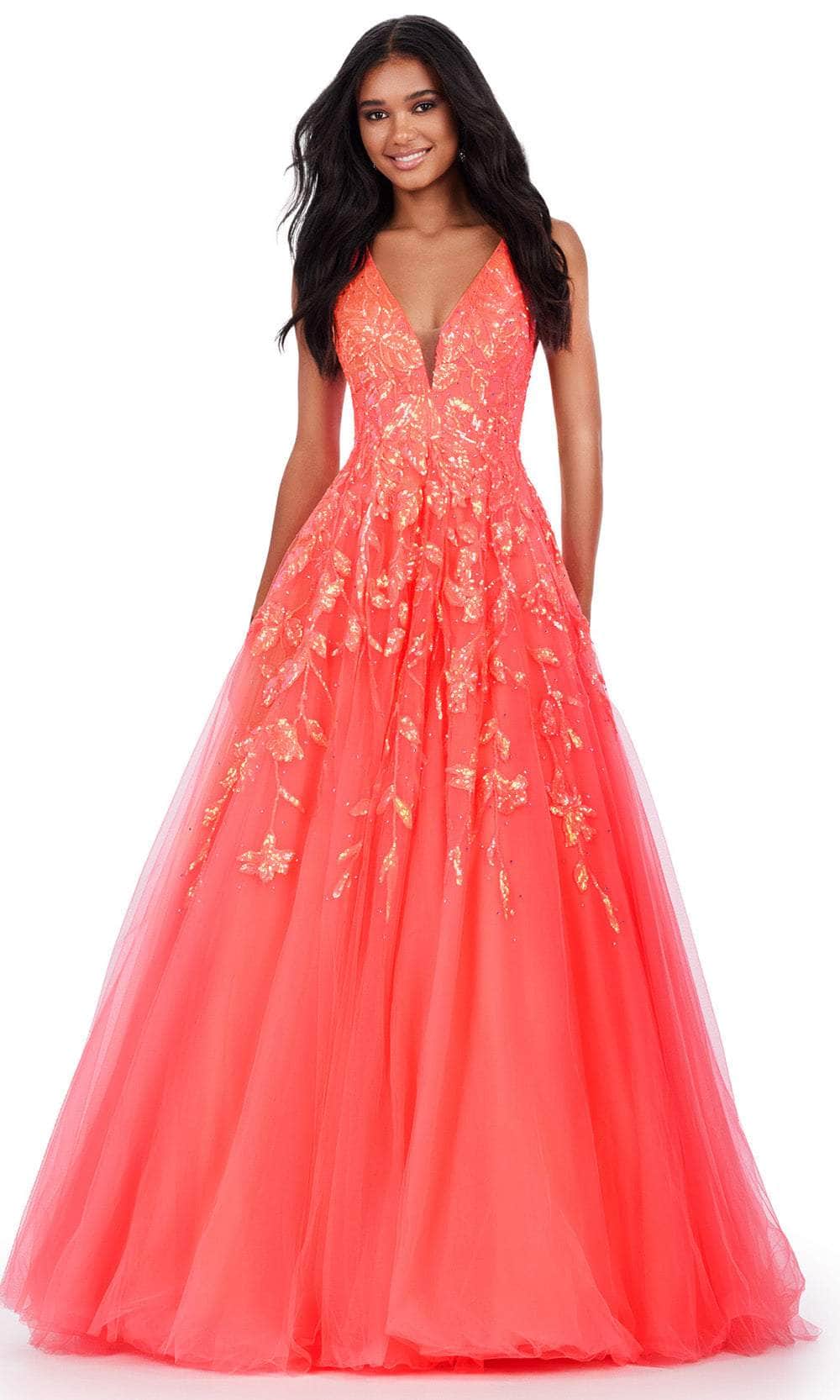 Image of Ashley Lauren 11470 - Sequin V-Neck Prom Dress