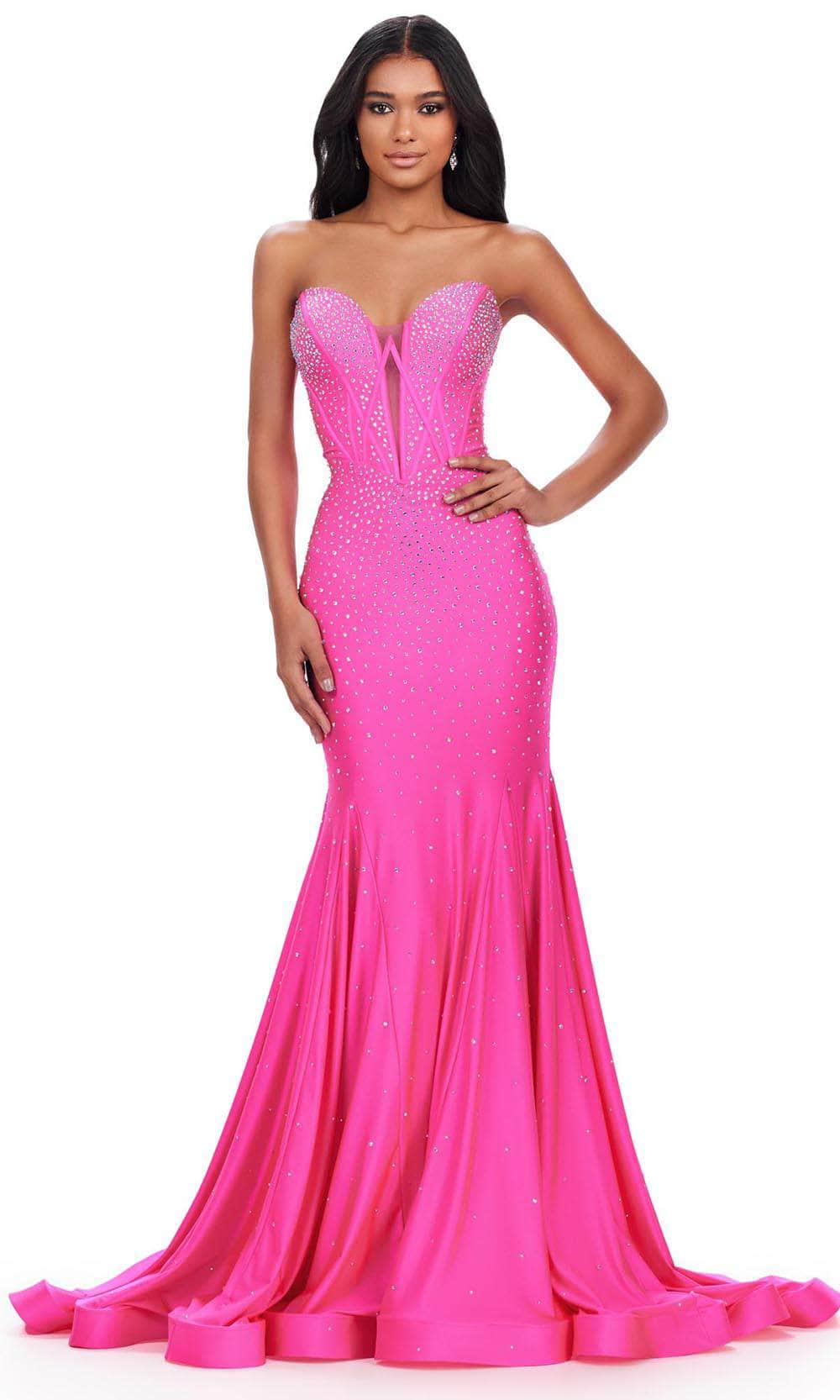 Image of Ashley Lauren 11560 - Plunging Sweetheart Beaded Evening Gown