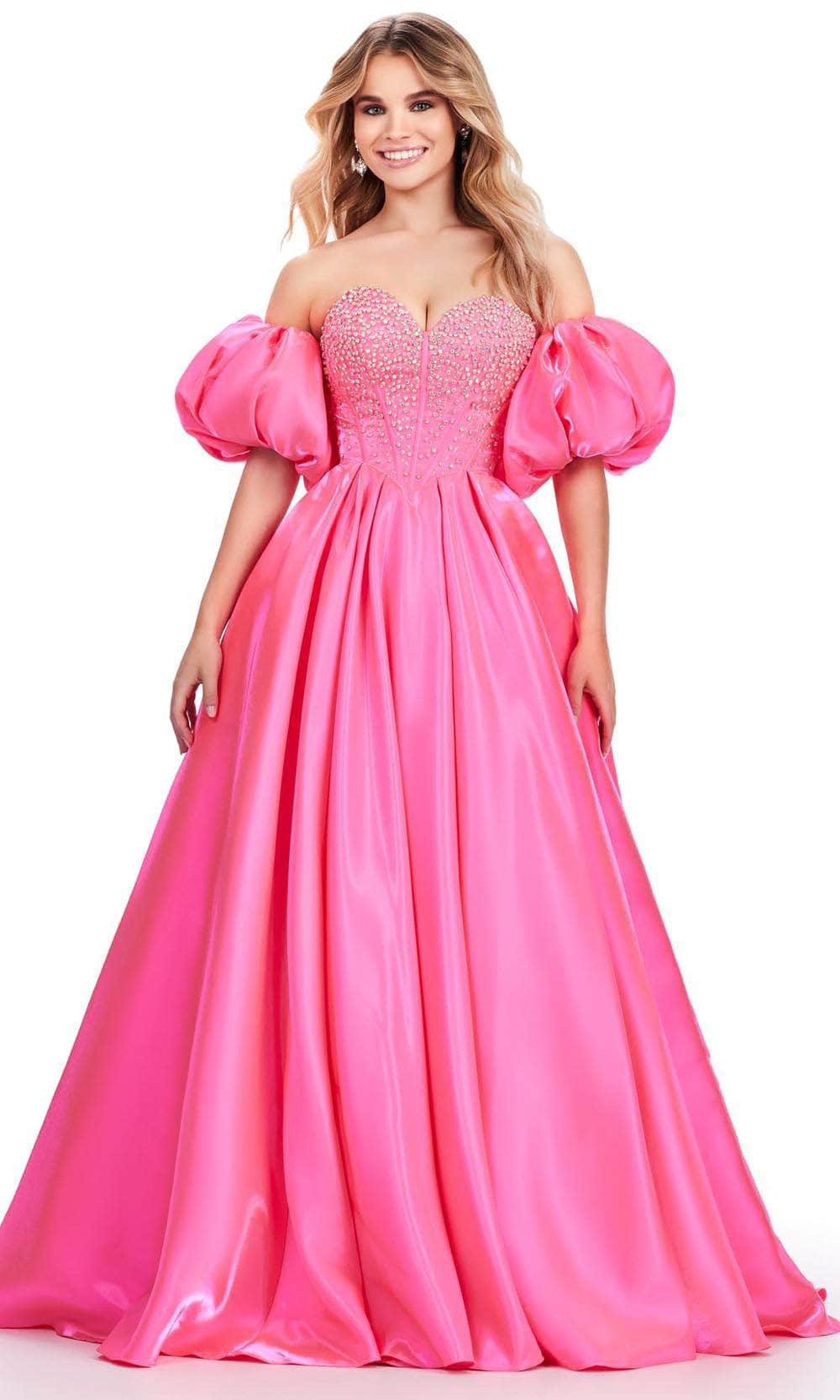 Image of Ashley Lauren 11642 - Jeweled Satin Prom Dress