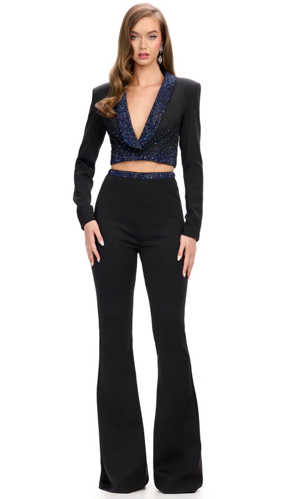 Image of Ashley Lauren 11761 - Two-Piece Scuba Deep V-Neckline Jumpsuit