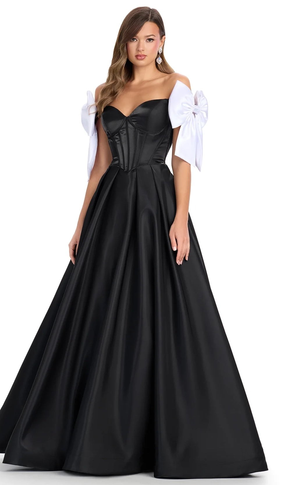 Image of Ashley Lauren 11871 - Bow Accented Off Shoulder Ballgown