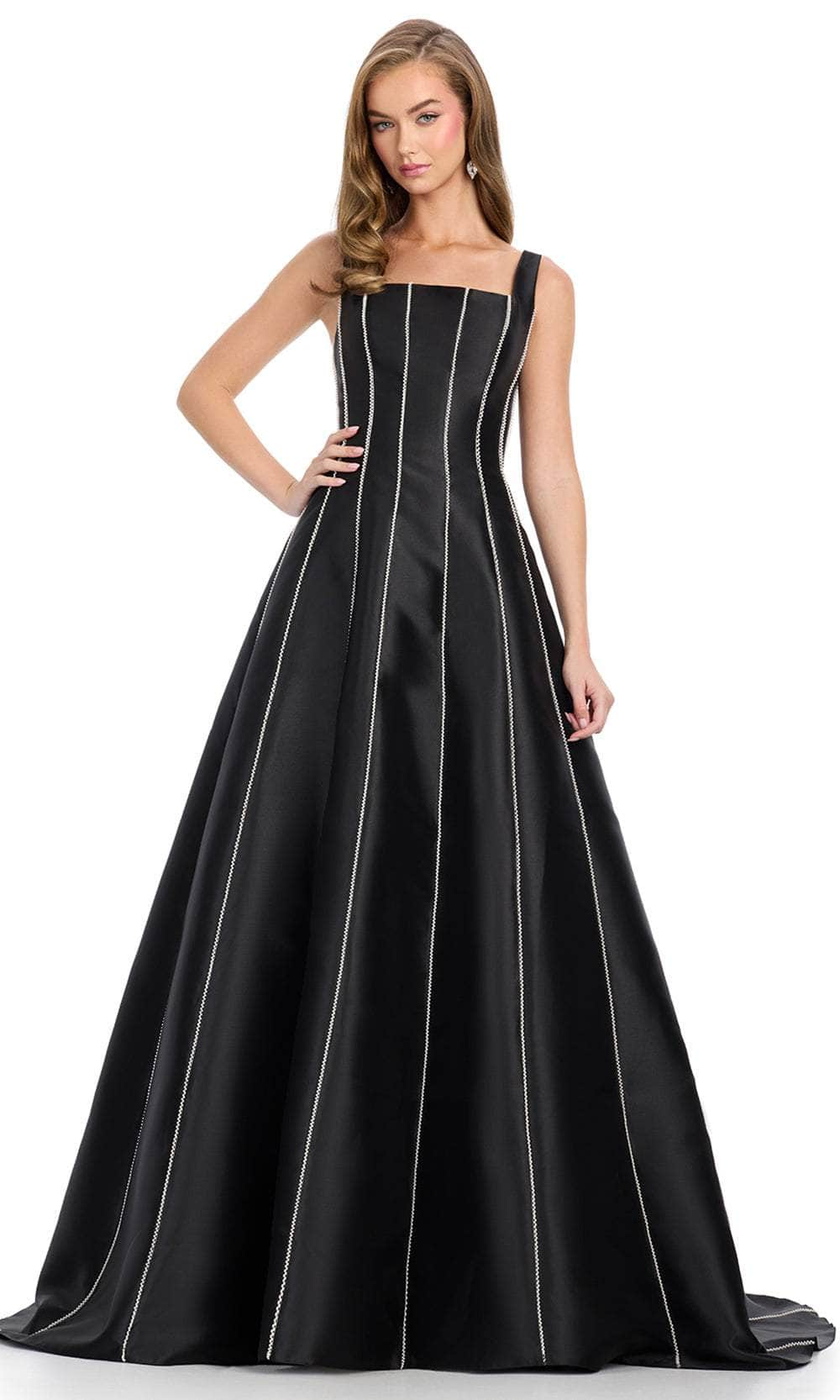 Image of Ashley Lauren 11882 - Square Neck Pearl Trim Prom Dress