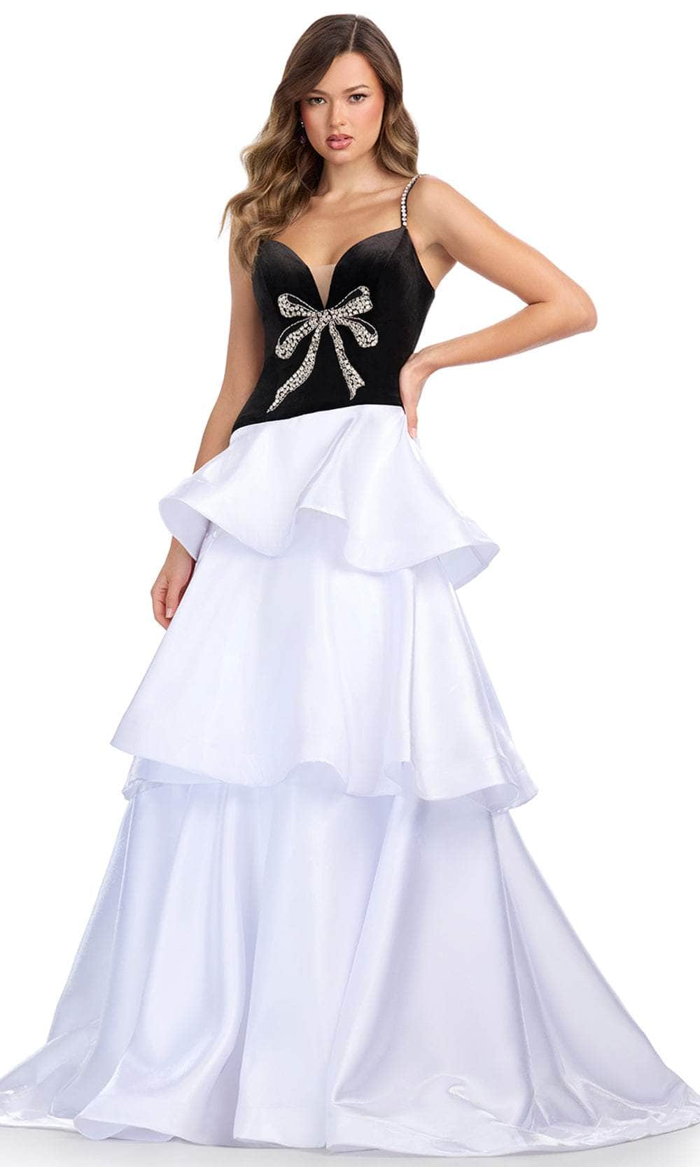 Image of Ashley Lauren 11974 - Sweetheart Velvet Beaded Bow Ball Gown