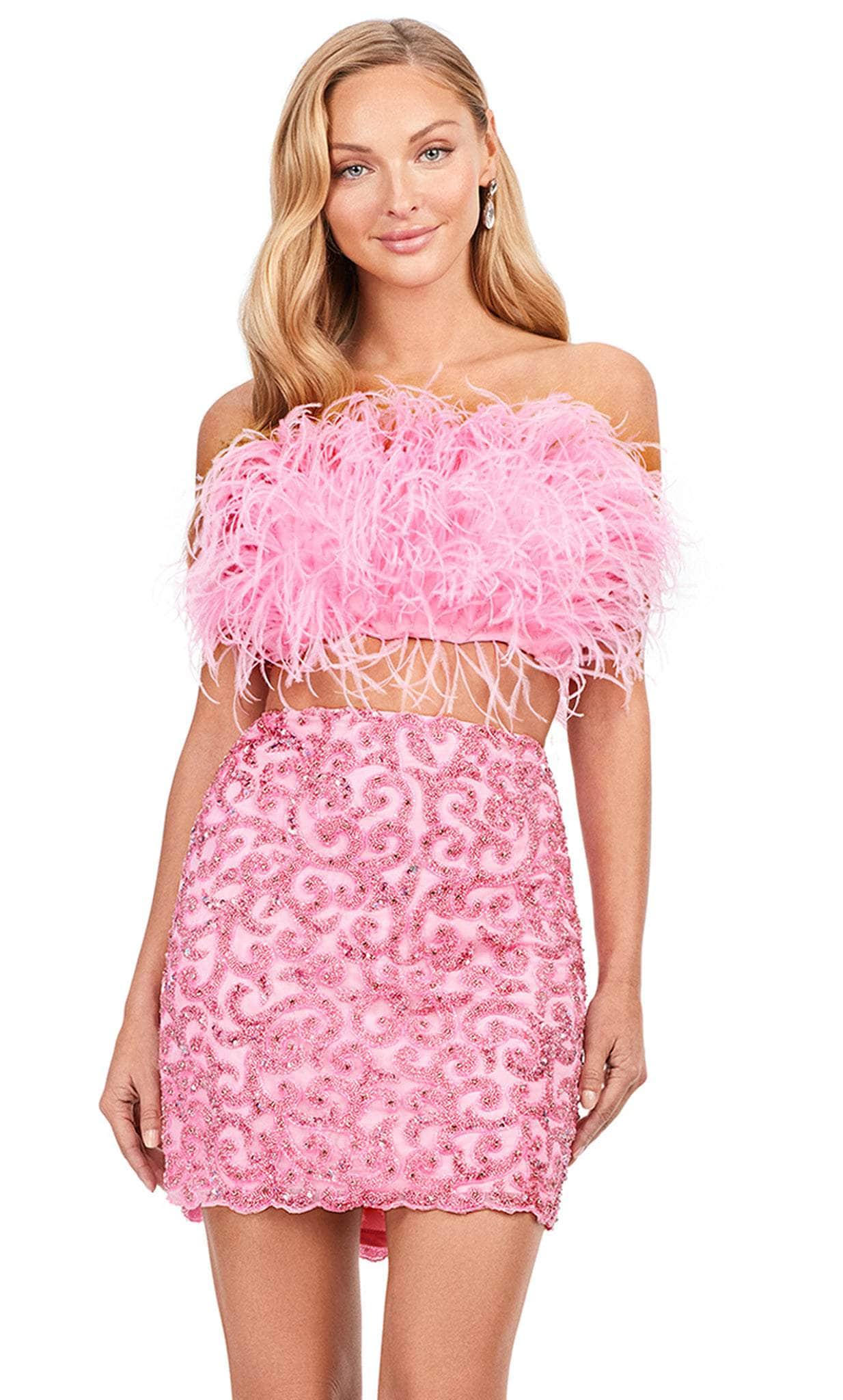 Image of Ashley Lauren 4599 - Feather Bustier Strapless Cocktail Dress