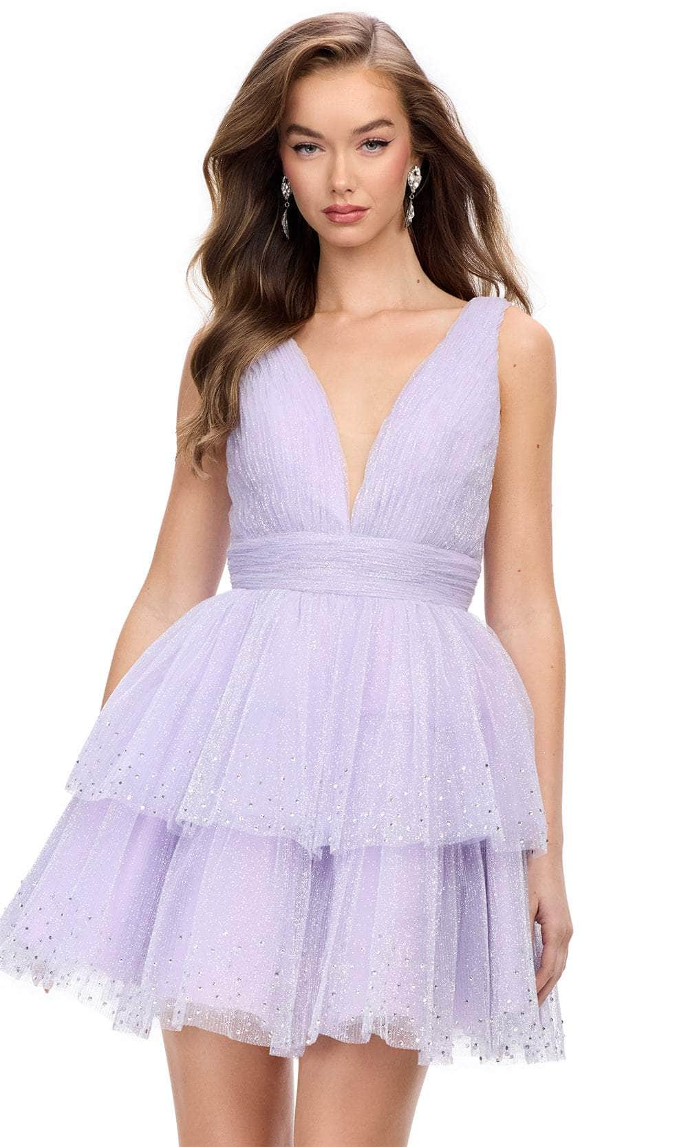 Image of Ashley Lauren 4695 - Short V-Neck Cocktail Dress