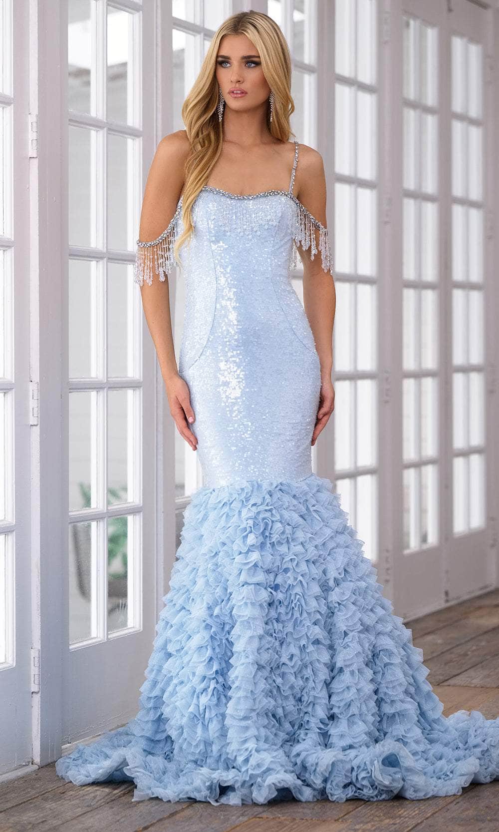 Image of Ava Presley 28598 - Sequin Cold Shoulder Prom Dress