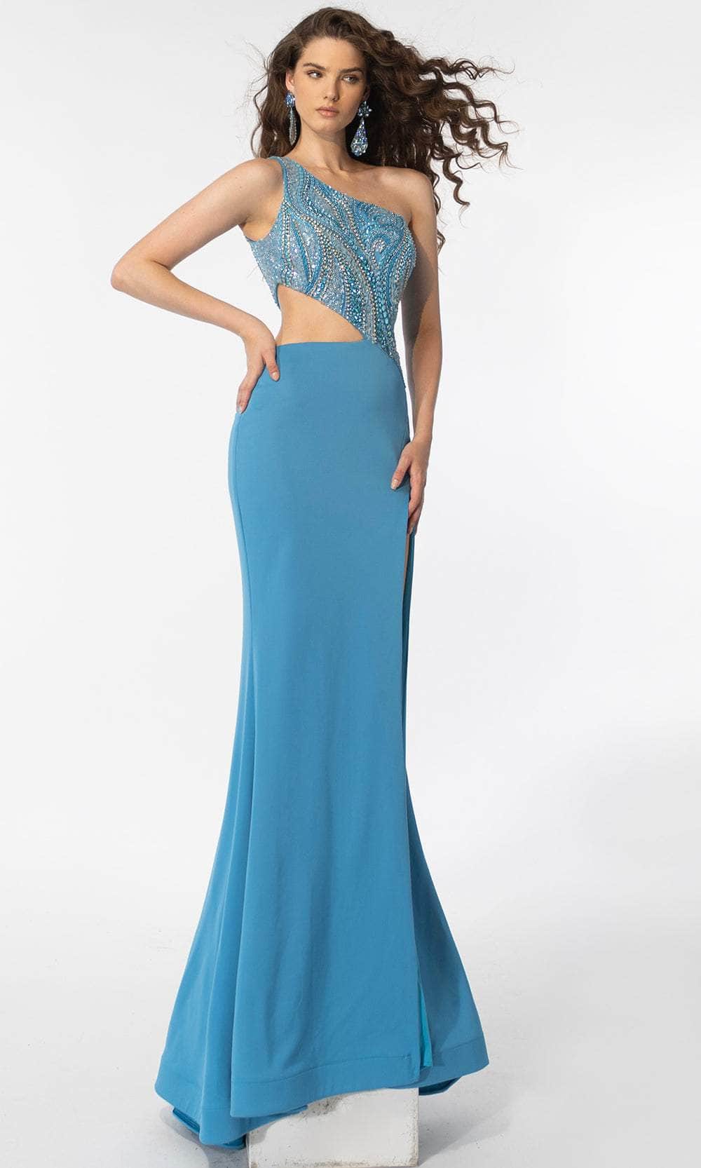 Image of Ava Presley 39218 - One-Sleeve Side Cut-Out Evening Dress
