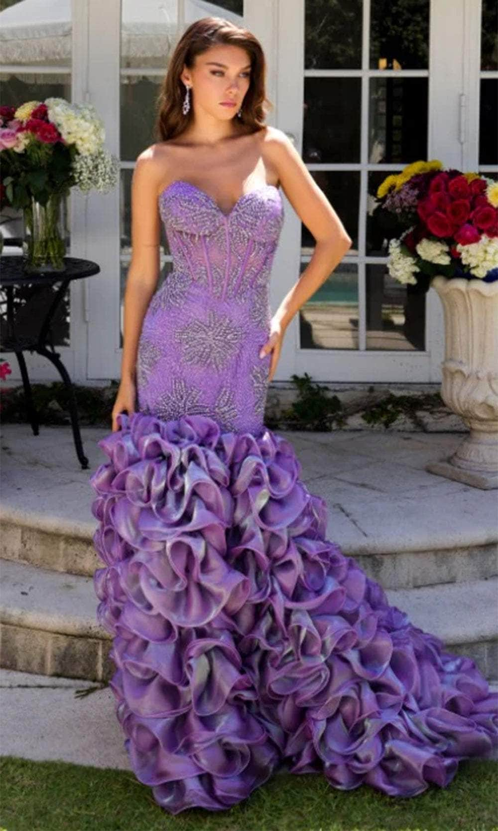 Image of Ava Presley 39564 - Ruffled Skirt Beaded Sweetheart Prom Gown